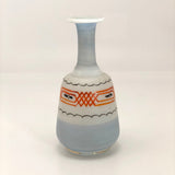 Hand-painted Glass Bud Vase With Orange and Black Details
