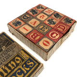 Terrific Early Embossing Company Blocks in Tenderly Mended Original Box