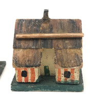 Charming Little Striped German Erzgebirge / Putz Houses, A Pair
