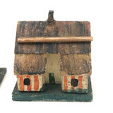 Charming Little Striped German Erzgebirge / Putz Houses, A Pair