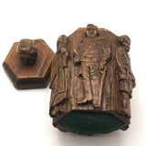 Crazy Carved Wooden Canister with Six Figures and Head on Top!