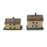 Charming Little Striped German Erzgebirge / Putz Houses, A Pair