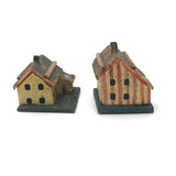 Charming Little Striped German Erzgebirge / Putz Houses, A Pair