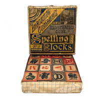 Terrific Early Embossing Company Blocks in Tenderly Mended Original Box