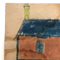 Wonderful 1858 Naive House Drawing, Signed