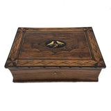 Beautiful Book Shaped Inlaid Folk Art Box with Bone Birds and Snake