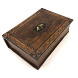 Beautiful Book Shaped Inlaid Folk Art Box with Bone Birds and Snake
