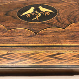 Beautiful Book Shaped Inlaid Folk Art Box with Bone Birds and Snake