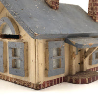 Marvelous Antique Folk Art Wooden House (Bank) with Alligator Paint