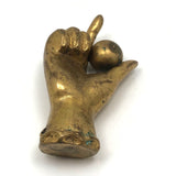 Old Solid Brass Pointing Hand Paperweight and Pen Holder