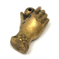 Old Solid Brass Pointing Hand Paperweight and Pen Holder