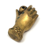 Old Solid Brass Pointing Hand Paperweight and Pen Holder