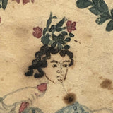 Wonderful Early 19th C. Small Watercolor Portrait of Woman with Flowers