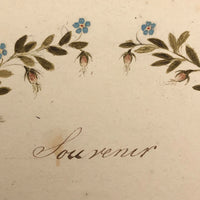 Antique French Watercolor "Souvenir" Wreath