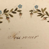 Antique French Watercolor "Souvenir" Wreath