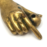 Old Solid Brass Pointing Hand Paperweight and Pen Holder