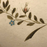 Antique French Watercolor "Souvenir" Wreath