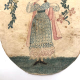 Wonderful Early 19th C. Small Watercolor Portrait of Woman with Flowers