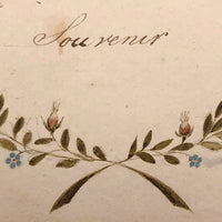 Antique French Watercolor "Souvenir" Wreath