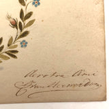 Antique French Watercolor "Souvenir" Wreath