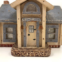 Marvelous Antique Folk Art Wooden House (Bank) with Alligator Paint