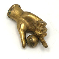 Old Solid Brass Pointing Hand Paperweight and Pen Holder