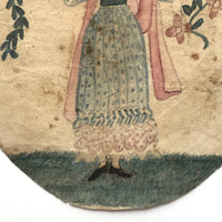 Wonderful Early 19th C. Small Watercolor Portrait of Woman with Flowers