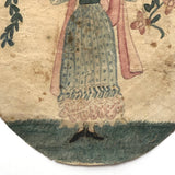 Wonderful Early 19th C. Small Watercolor Portrait of Woman with Flowers