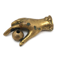 Old Solid Brass Pointing Hand Paperweight and Pen Holder