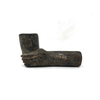 SOLD Stunning Stone Carved Pipe with Wrapped Hand, Presumed Wabanaki Native