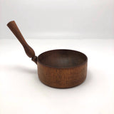 Gorgeous Antique Shaker-Style Turned Wooden Bowl with Handle (Mortar or Measuring Cup)