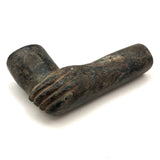 SOLD Stunning Stone Carved Pipe with Wrapped Hand, Presumed Wabanaki Native