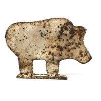 Old Cast Iron Shooting Target Boar with Great Rusty Surface