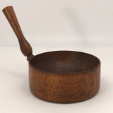 Gorgeous Antique Shaker-Style Turned Wooden Bowl with Handle (Mortar or Measuring Cup)