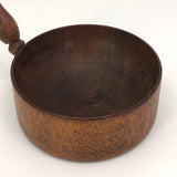 Gorgeous Antique Shaker-Style Turned Wooden Bowl with Handle (Mortar or Measuring Cup)