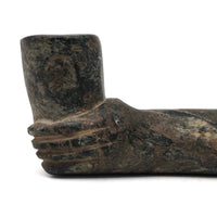 SOLD Stunning Stone Carved Pipe with Wrapped Hand, Presumed Wabanaki Native