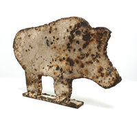 Old Cast Iron Shooting Target Boar with Great Rusty Surface