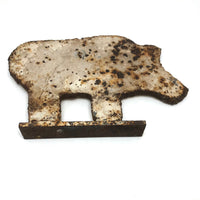 Old Cast Iron Shooting Target Boar with Great Rusty Surface