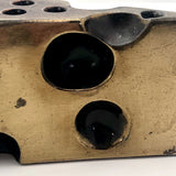 Brass 1970s Swiss Cheese Paperweight Pen Holder