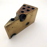 Brass 1970s Swiss Cheese Paperweight Pen Holder