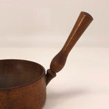 Gorgeous Antique Shaker-Style Turned Wooden Bowl with Handle (Mortar or Measuring Cup)