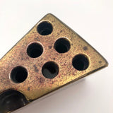 Brass 1970s Swiss Cheese Paperweight Pen Holder