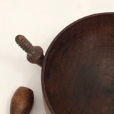 Gorgeous Antique Shaker-Style Turned Wooden Bowl with Handle (Mortar or Measuring Cup)