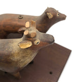 Wounded but Wonderful Old Folk Art Carved Deer Couple