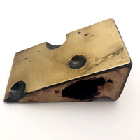 Brass 1970s Swiss Cheese Paperweight Pen Holder
