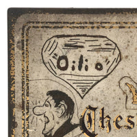 C. 1920s-30s Chesterfield Tin with Scratched Cartoon Drawings Signed Walter