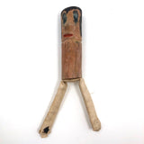 Funny Little Whittled Doll with Painted Face, Cloth Pants