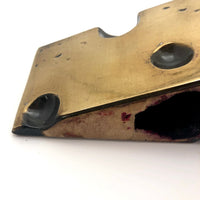 Brass 1970s Swiss Cheese Paperweight Pen Holder