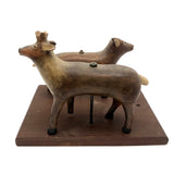 Wounded but Wonderful Old Folk Art Carved Deer Couple