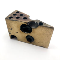 Brass 1970s Swiss Cheese Paperweight Pen Holder